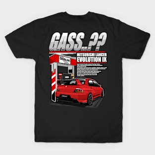 MITSUBISHI LANCER EVO IX ON GAS STATION-RED T-Shirt